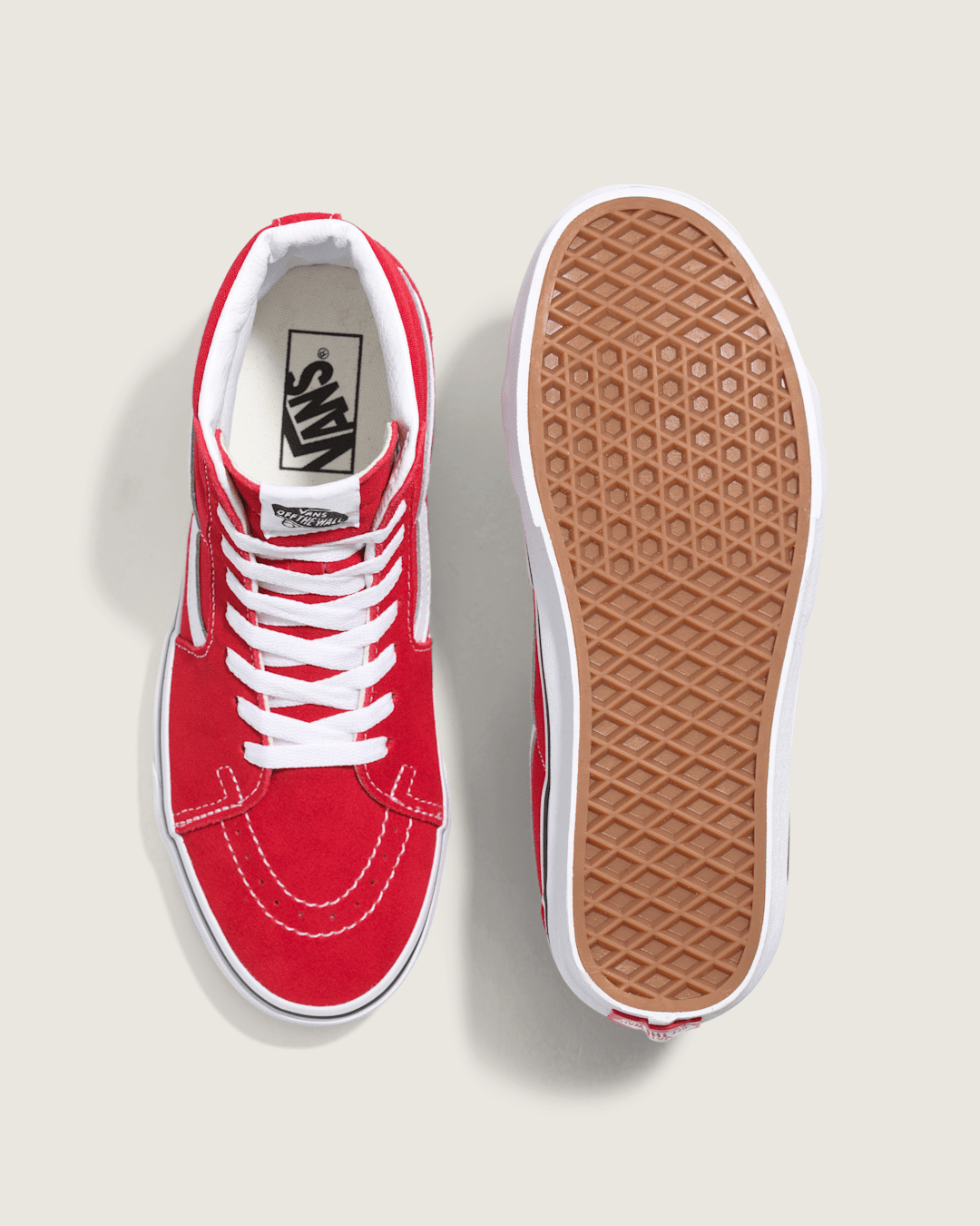 Women Vans Sk8-Hi Shoe in Racing Red / True White