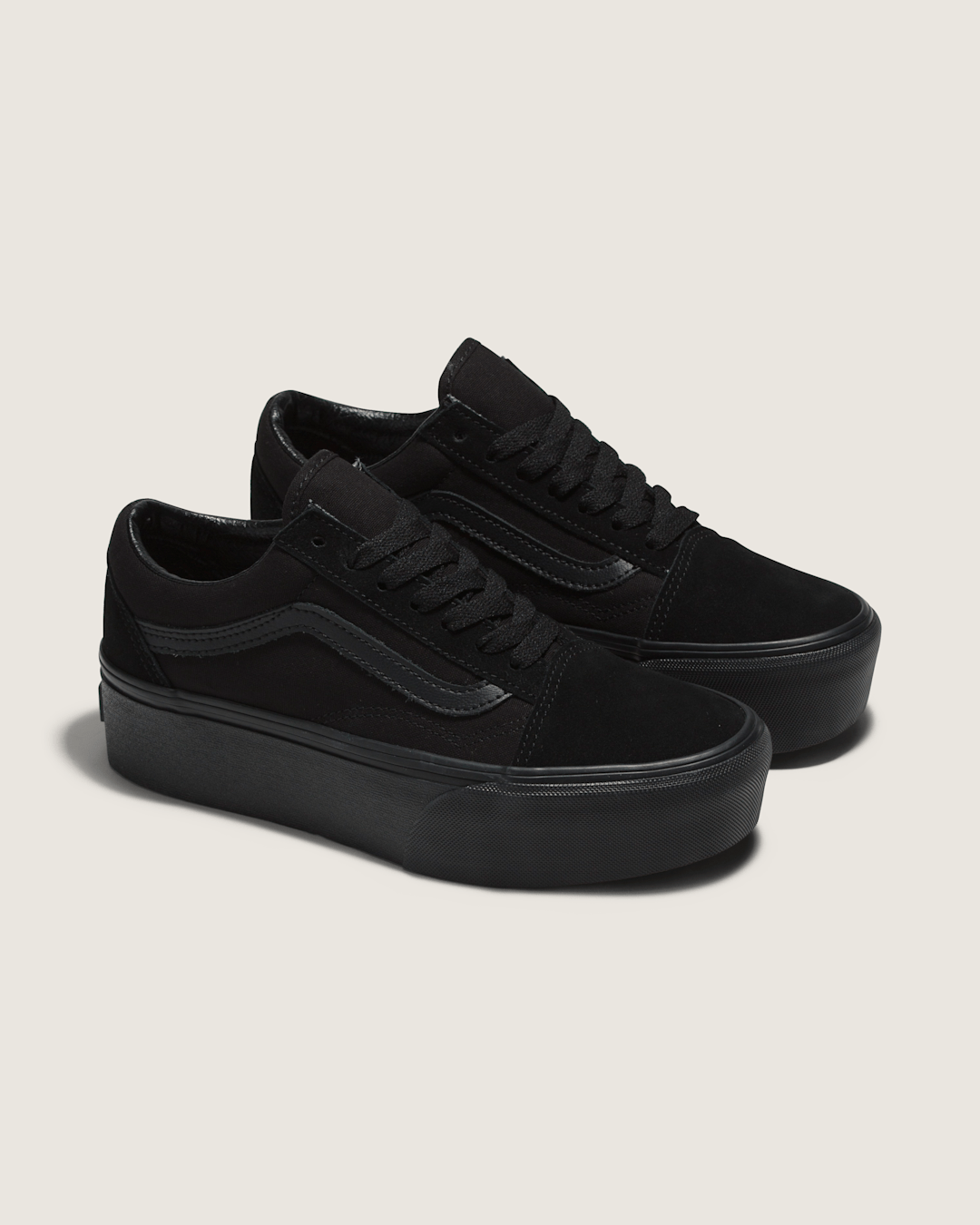 Women Vans Old Skool Stackform Suede/Canvas Black/Black Shoe