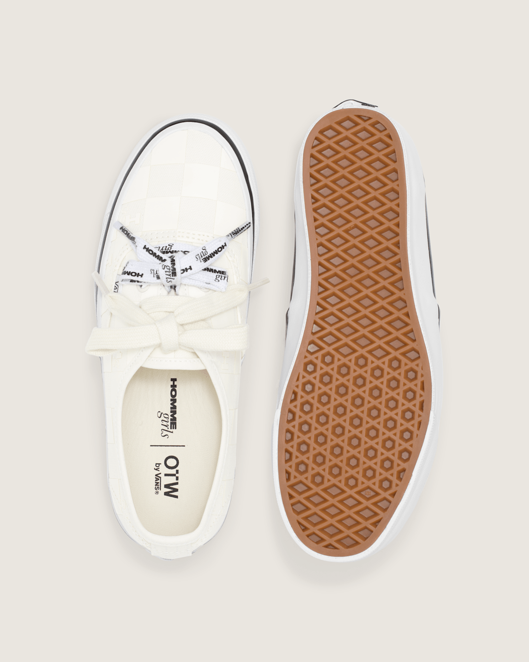 Women Vans OTW by Vans X HommeGirls Authentic 44 in Checkerboard Marshmallow White