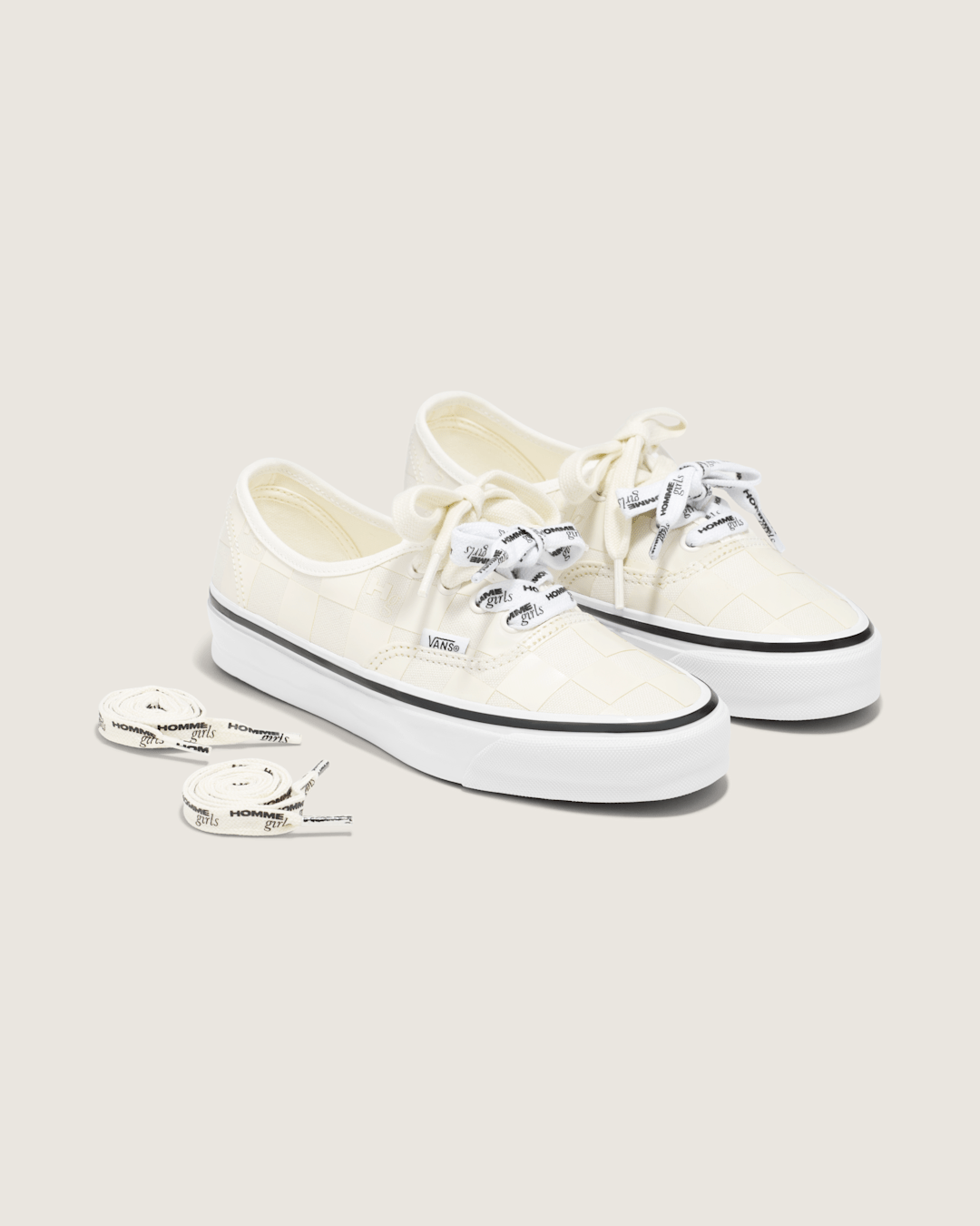 Women Vans OTW by Vans X HommeGirls Authentic 44 in Checkerboard Marshmallow White