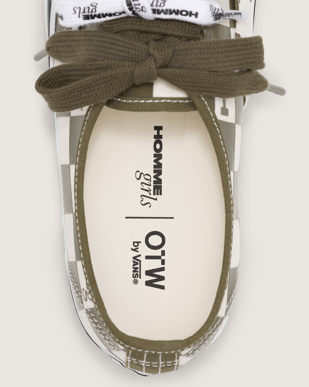 Women Vans OTW by Vans X HommeGirls Authentic 44 in Checkerboard Military Green