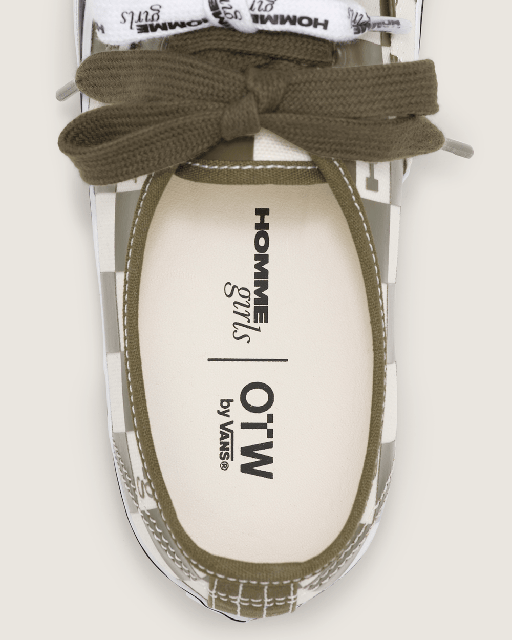 Women Vans OTW by Vans X HommeGirls Authentic 44 in Checkerboard Military Green