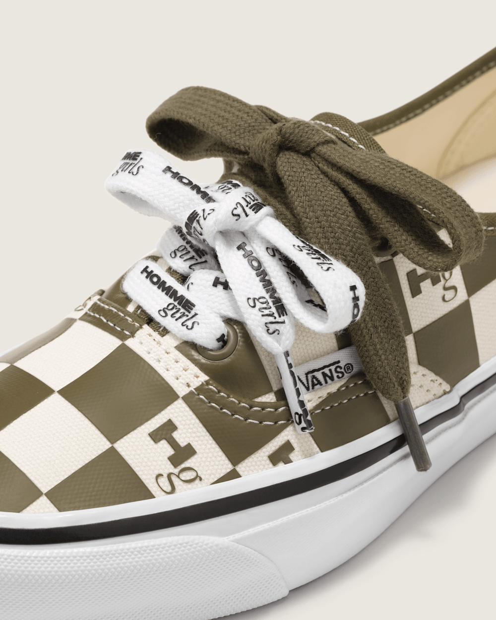 Women Vans OTW by Vans X HommeGirls Authentic 44 in Checkerboard Military Green