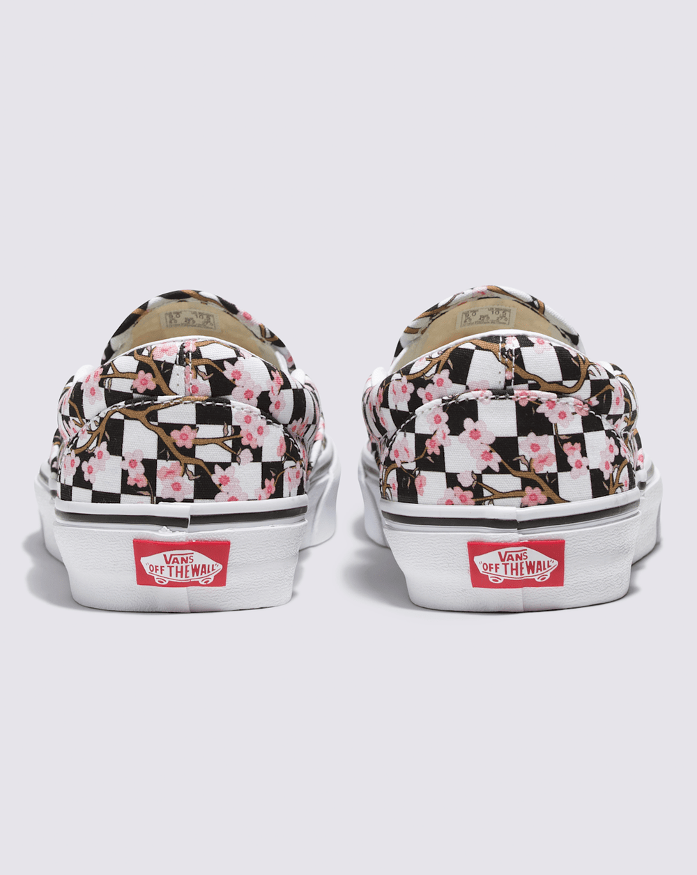 Women Vans Customs Classic Slip-On Checkerboard Shoe in Cherry Blossom Pink / Black