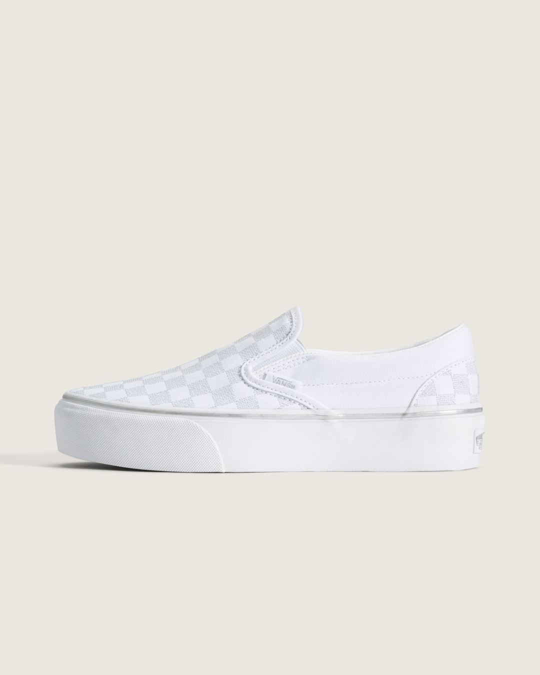 Women|Sale Vans Classic Slip-On Platform Checkerboard Shoe in Checkerboard Silver Grey
