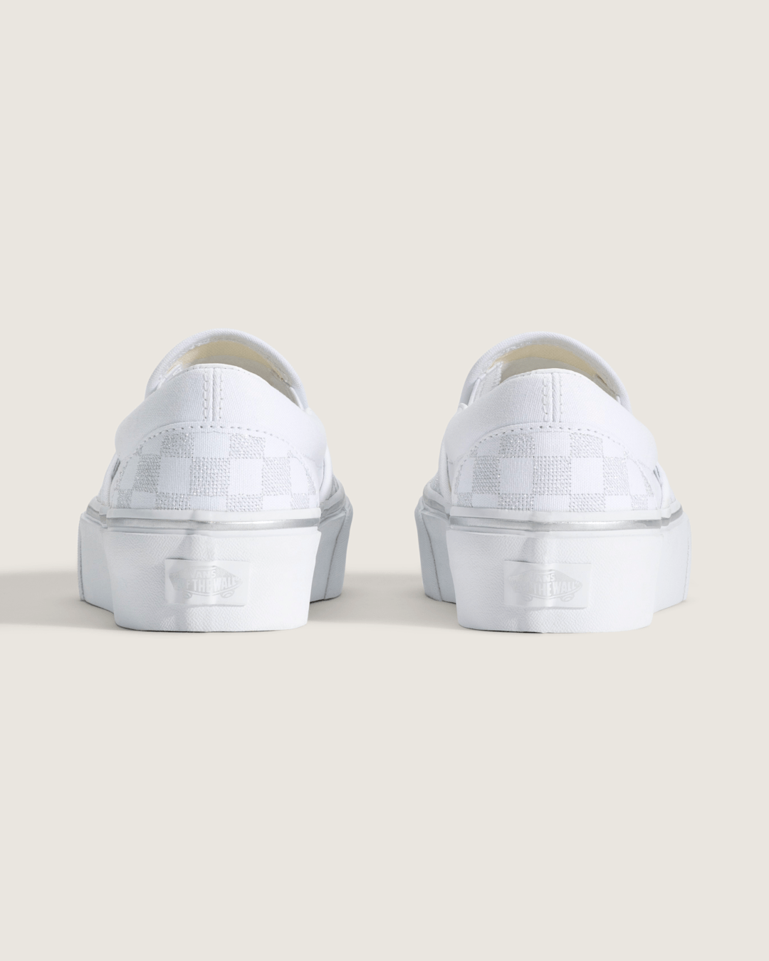 Women|Sale Vans Classic Slip-On Platform Checkerboard Shoe in Checkerboard Silver Grey