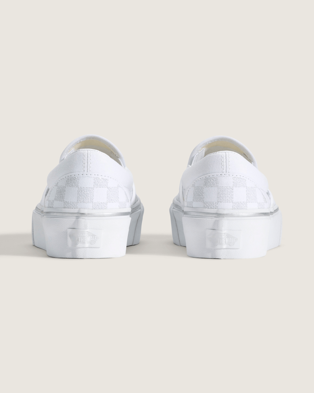 Women|Sale Vans Classic Slip-On Platform Checkerboard Shoe in Checkerboard Silver Grey
