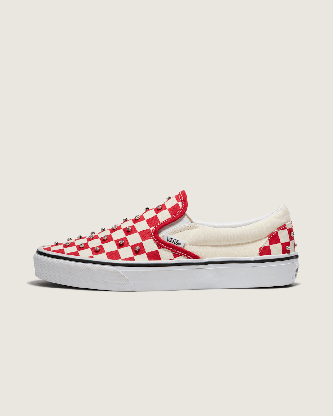 Women|Sale Vans Classic Slip-On Checkerboard Shoe in Racing Red / White