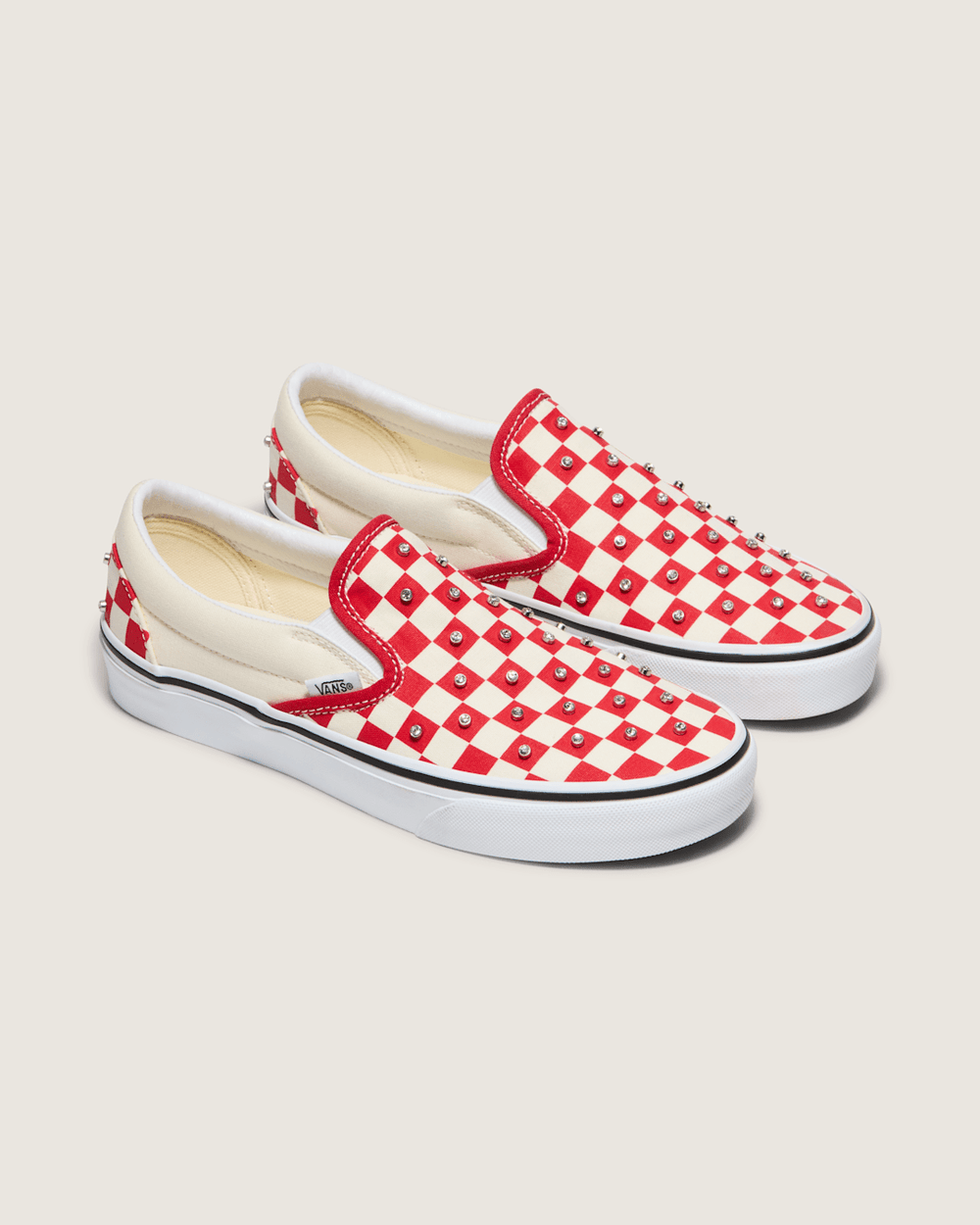 Women|Sale Vans Classic Slip-On Checkerboard Shoe in Racing Red / White