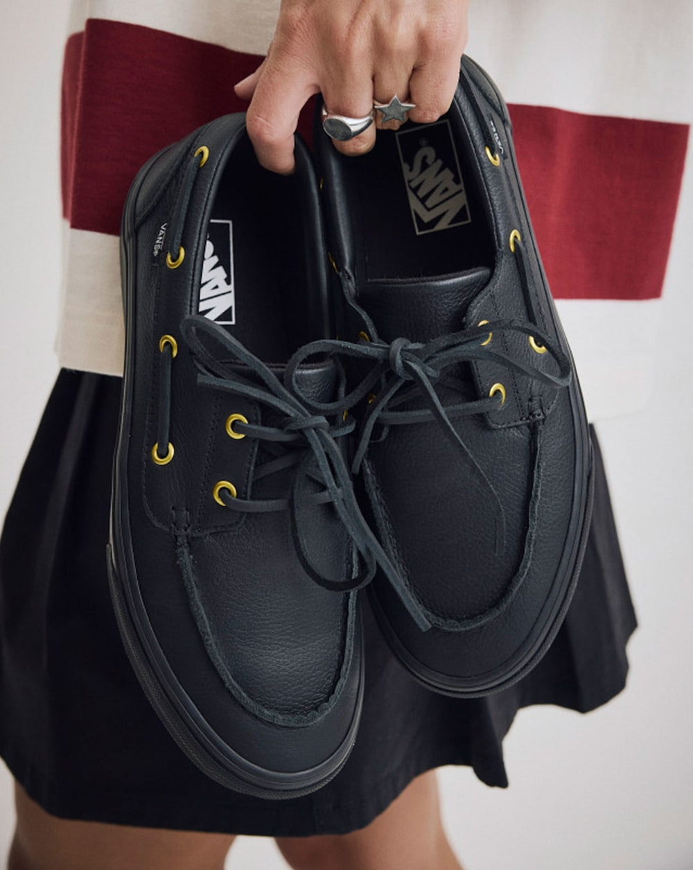 Women|Men Vans 2-Eyelet Boat Shoe in Black