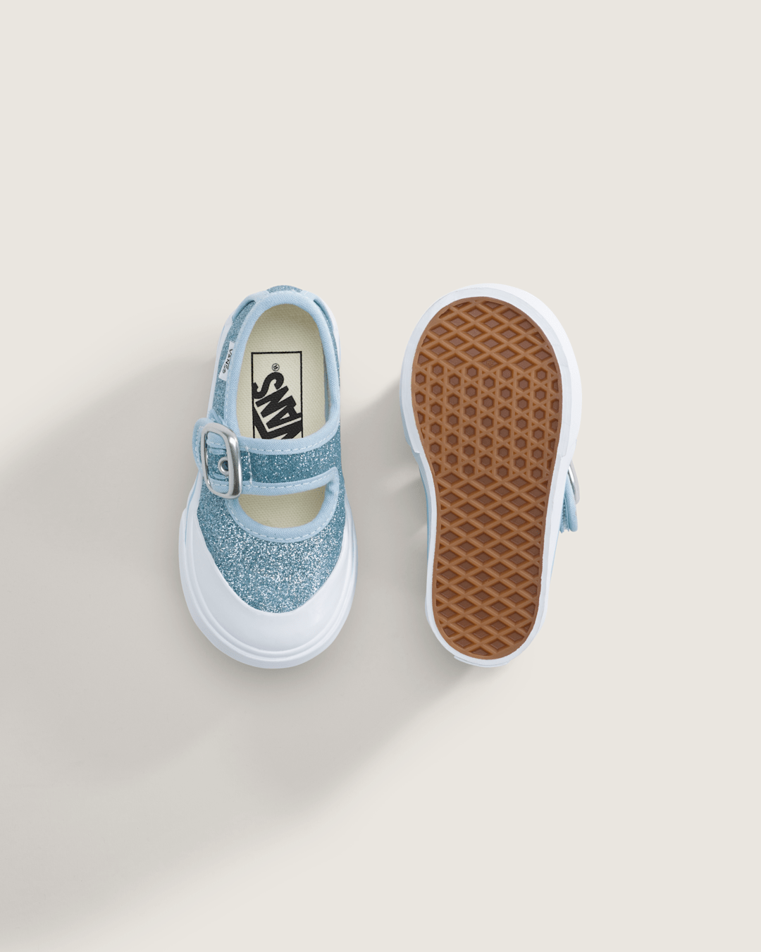 Women|Kids Vans Toddler Mary Jane Shoe in Glitter Cloud Blue