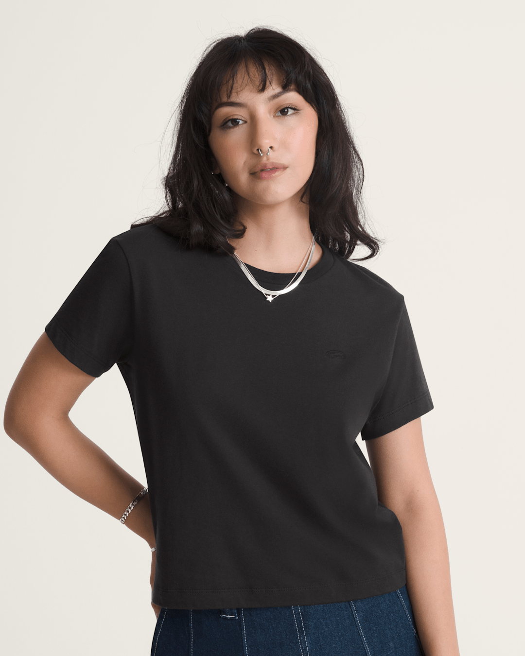 Women Vans Salton Crew T-Shirt in Black