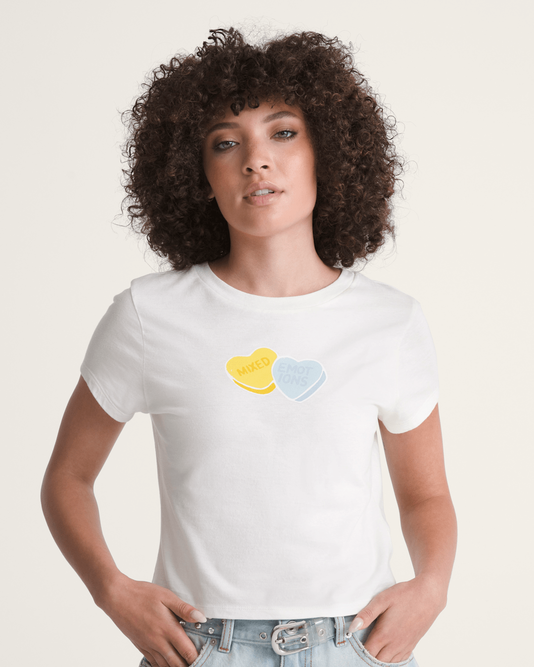 Women Vans Candy Mixed Emo T-Shirt in Marshmallow White