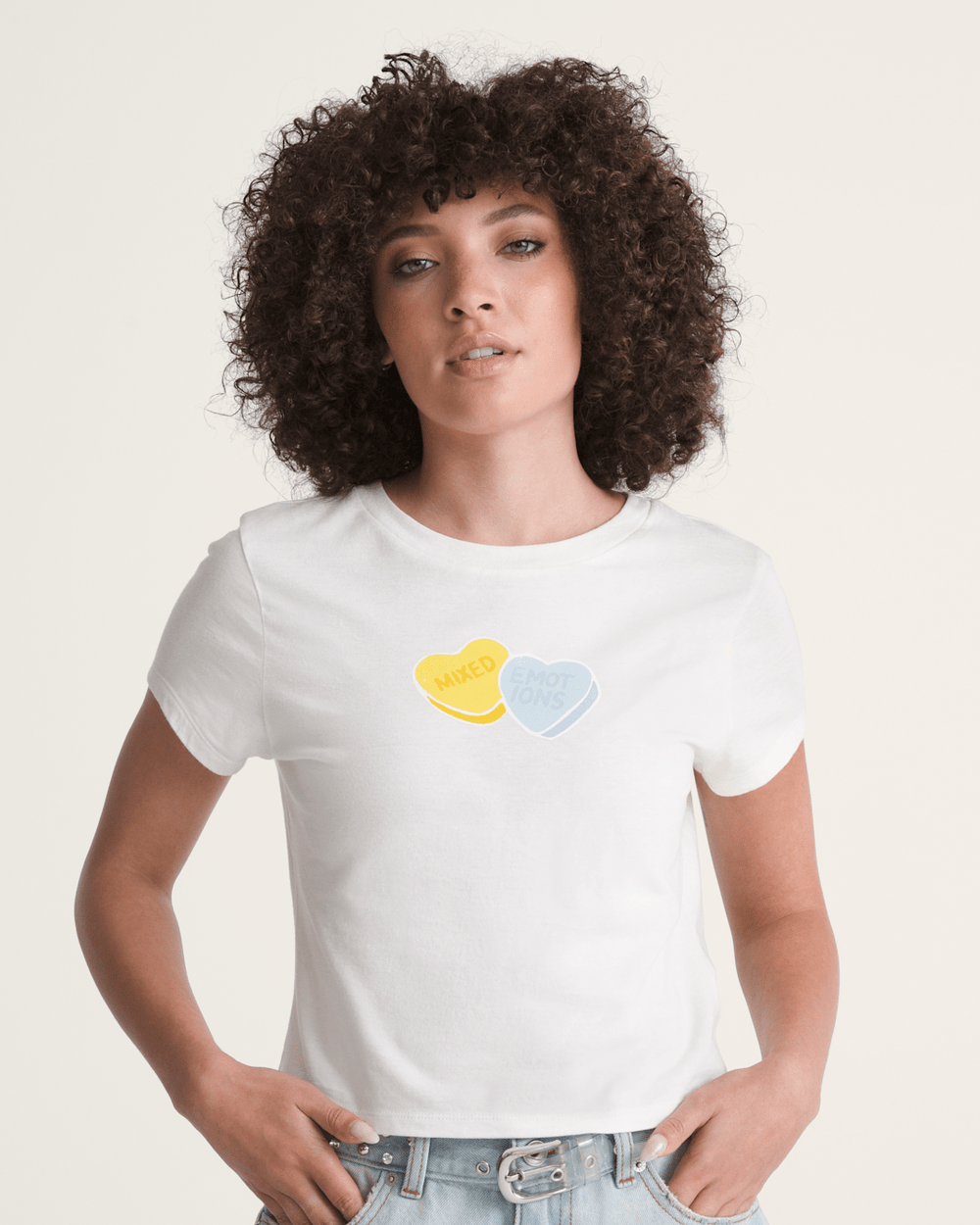 Women Vans Candy Mixed Emo T-Shirt in Marshmallow White