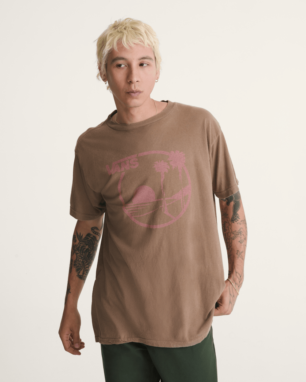 Women|Men Vans Waffle Shop Sun Vans Style T-Shirt in Brown