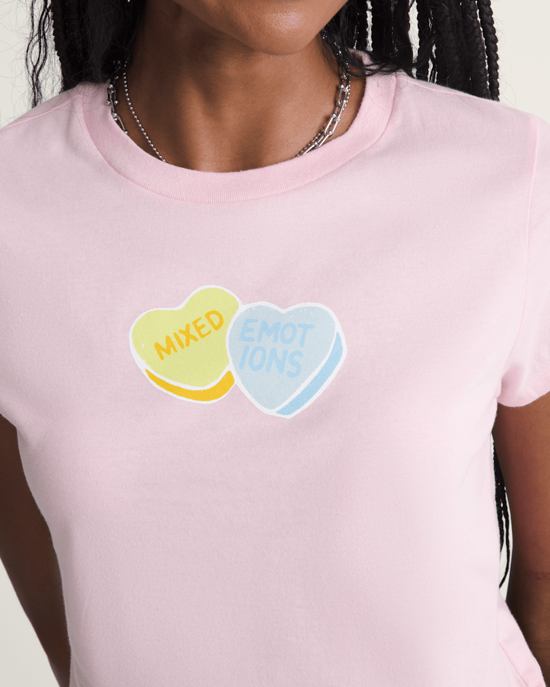 Women Vans Candy Mixed Emo T-Shirt in Coral Blush Pink