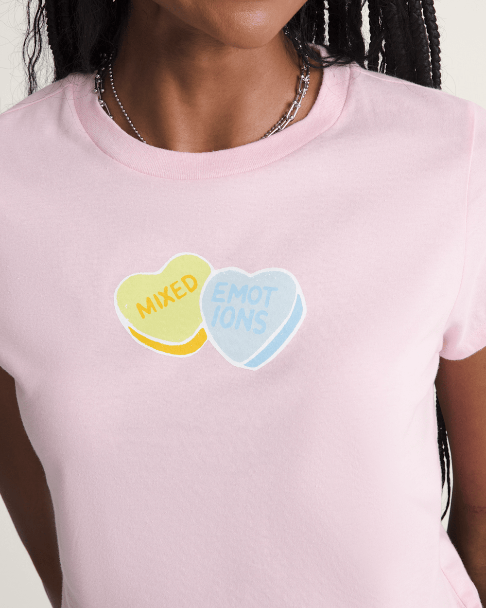 Women Vans Candy Mixed Emo T-Shirt in Coral Blush Pink
