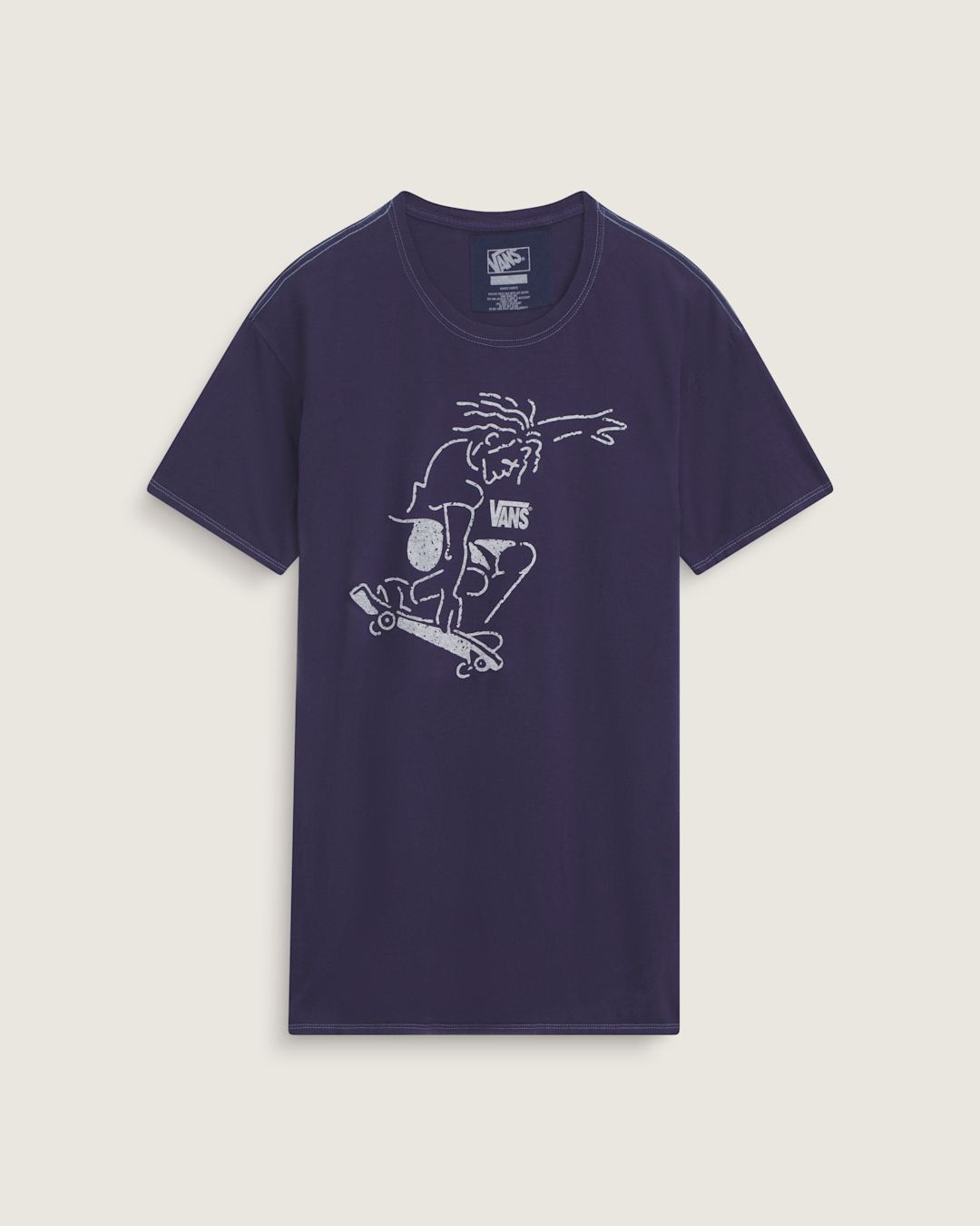 Women|Men Vans Waffle Shop Skate Crest T-Shirt in Navy Blue