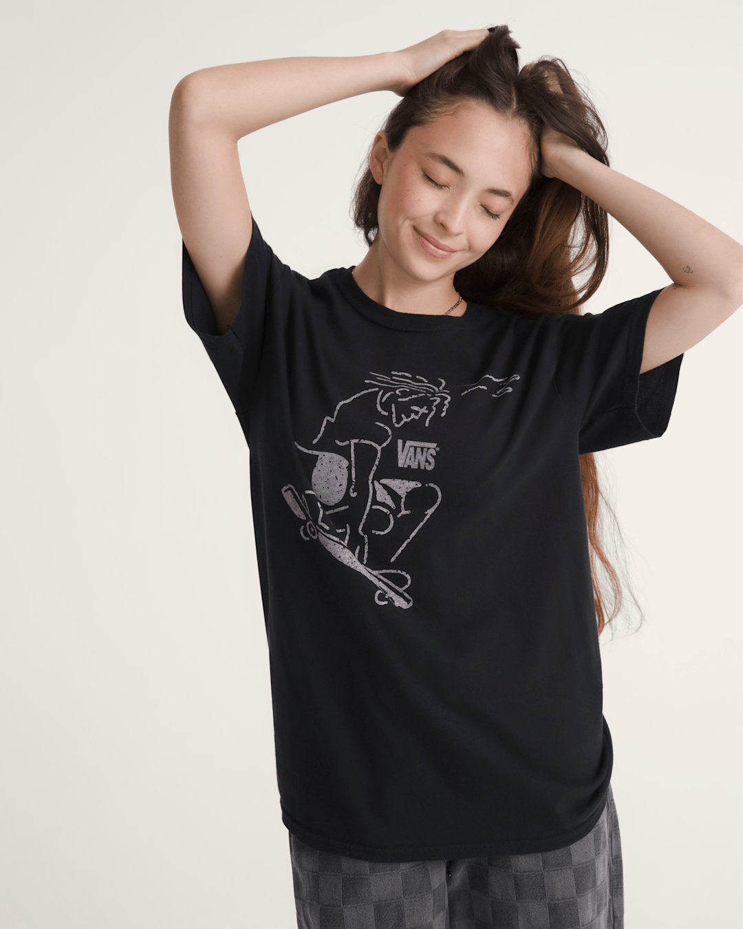 Women|Men Vans Waffle Shop Skate Crest T-Shirt in Black