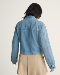 Women Vans Premium Pomona Collarless Station Jacket in Stonewash Blue