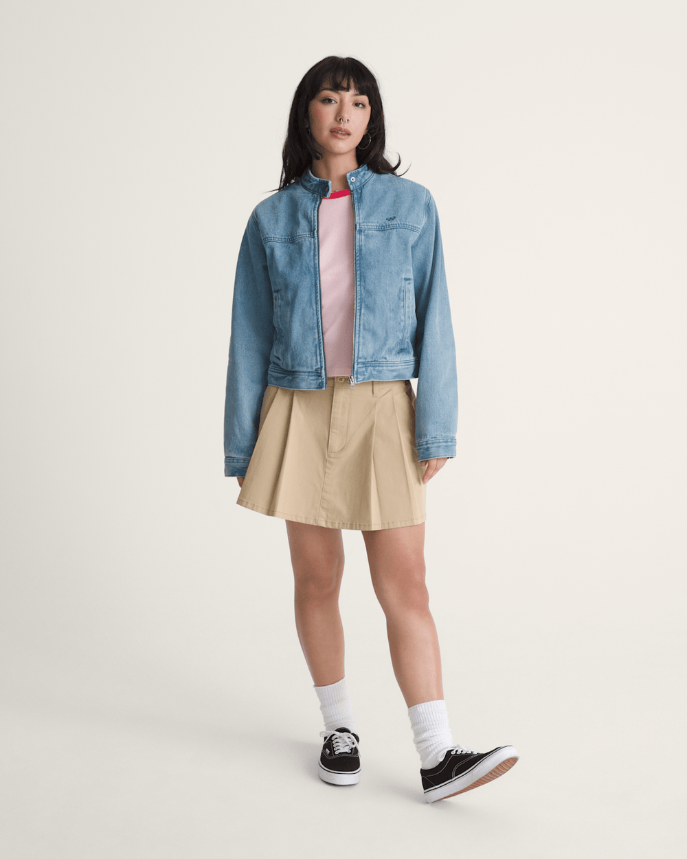 Women Vans Premium Pomona Collarless Station Jacket in Stonewash Blue