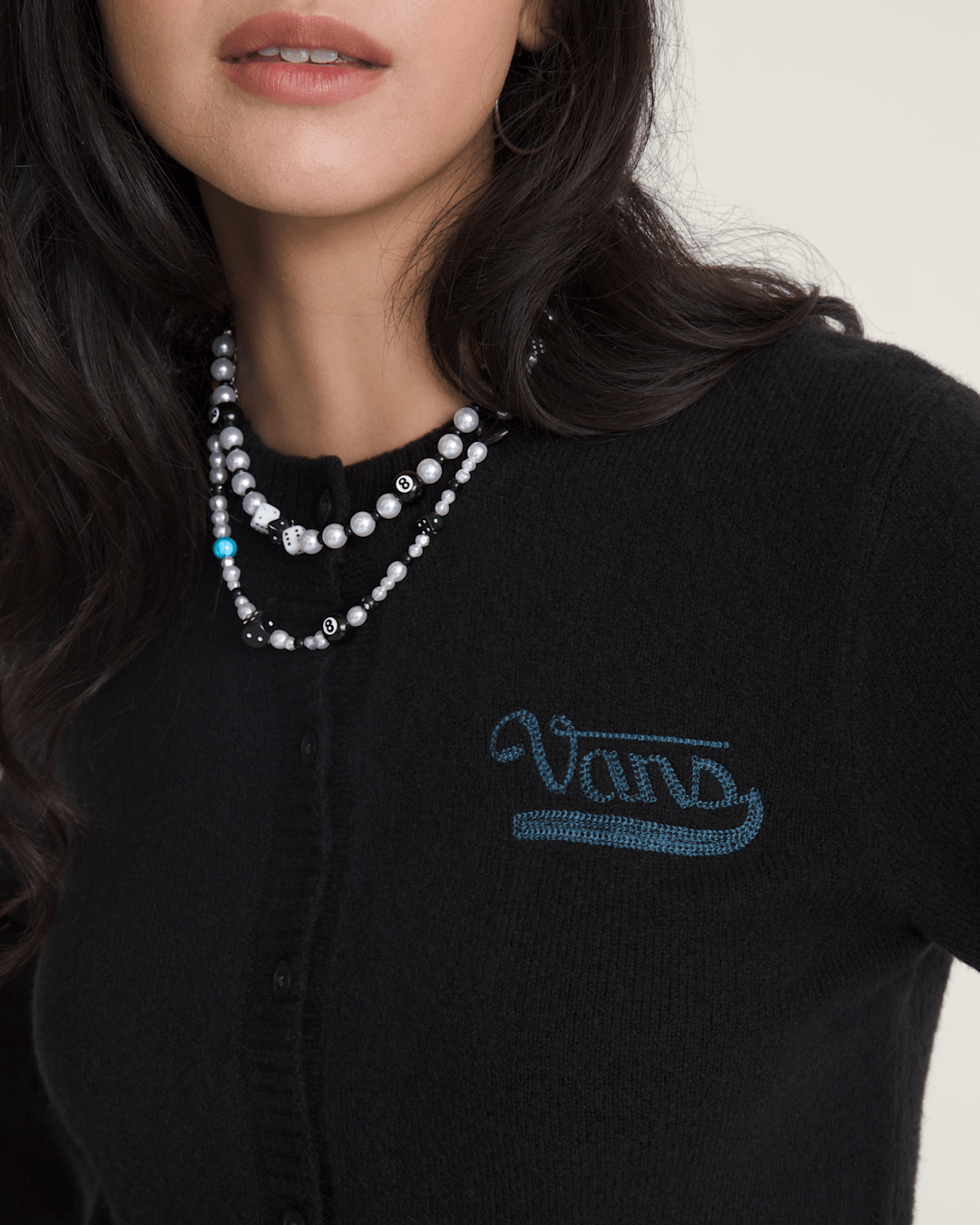 Women Vans Dolly Chain Stitch Cardigan Sweater in Black