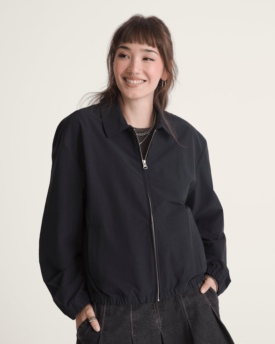 Women Vans Lightweight Bomber Jacket in Black