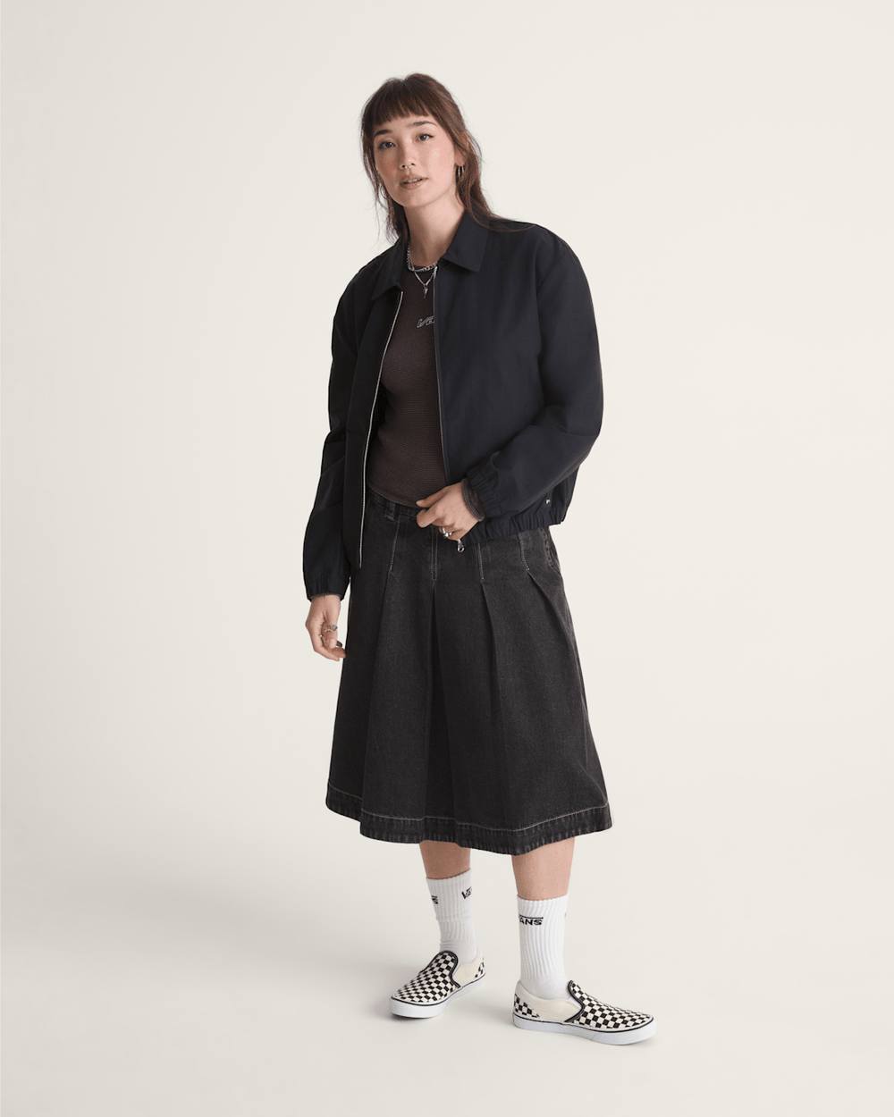 Women Vans Lightweight Bomber Jacket in Black