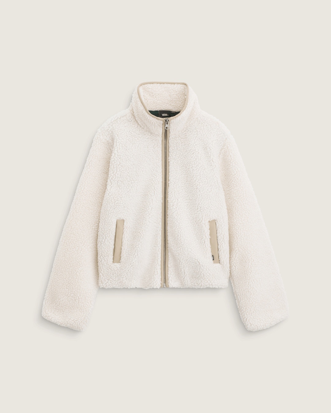 Women Vans Misty Fog High Pile Jacket in Egret Beige