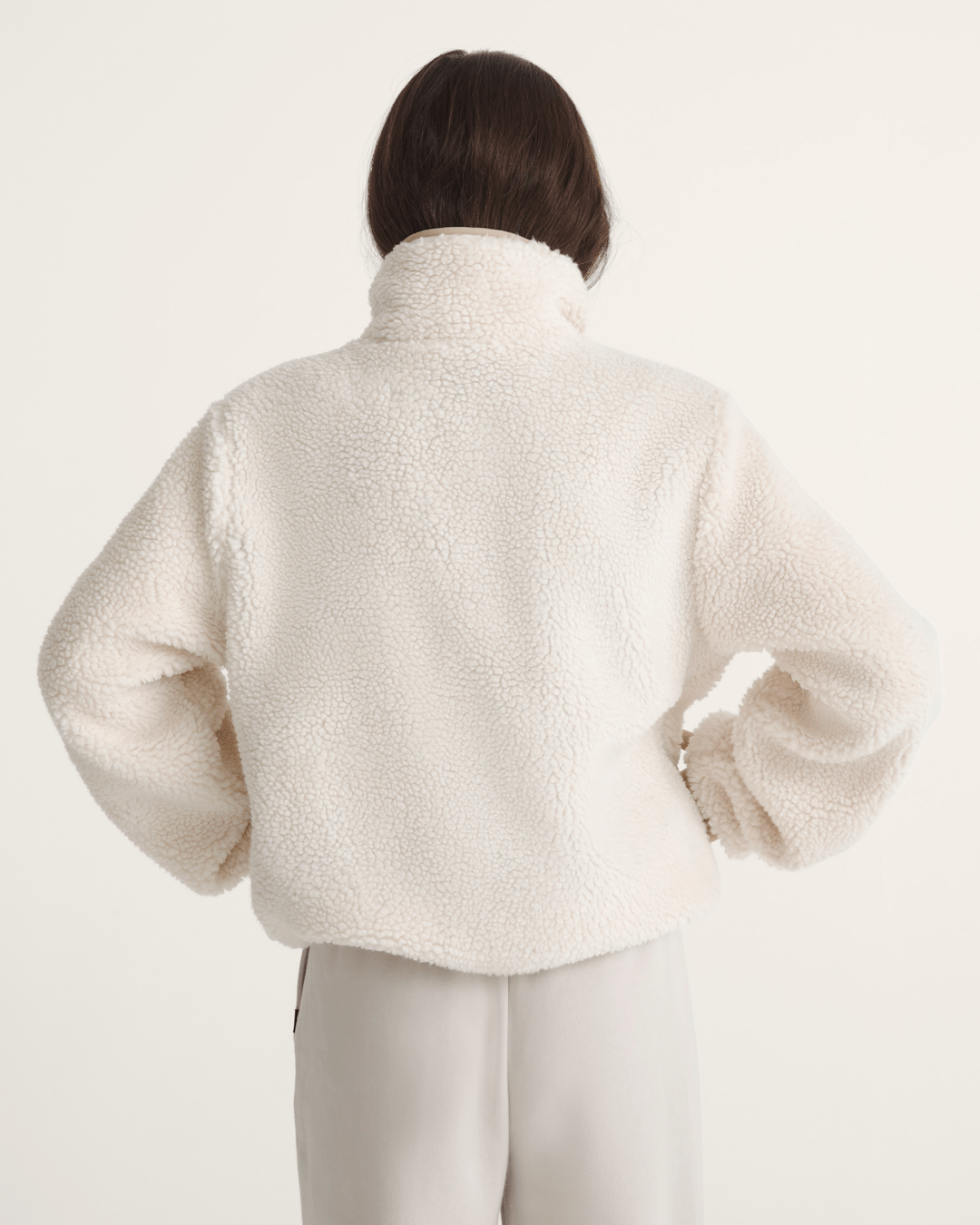 Women Vans Misty Fog High Pile Jacket in Egret Beige