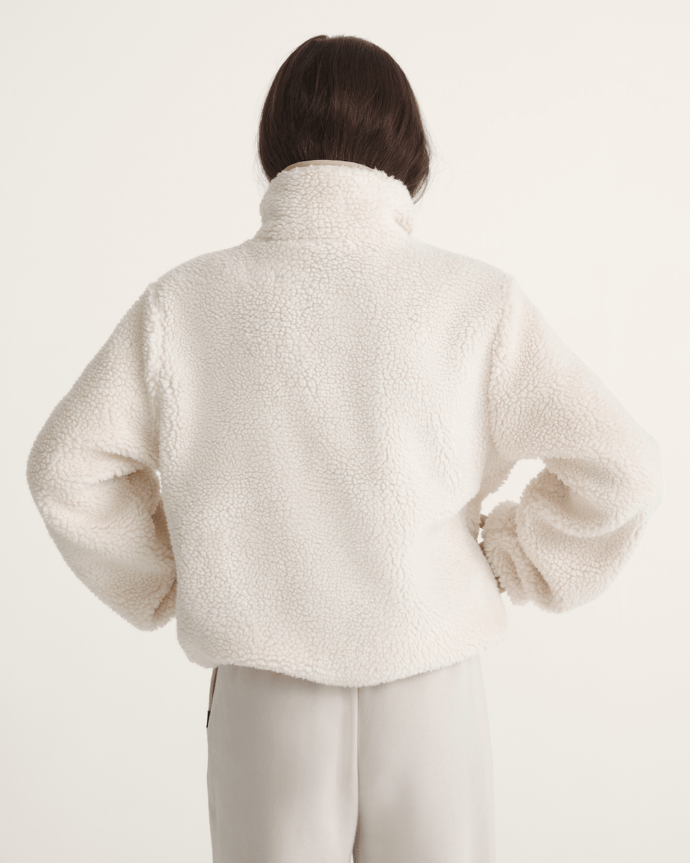 Women Vans Misty Fog High Pile Jacket in Egret Beige