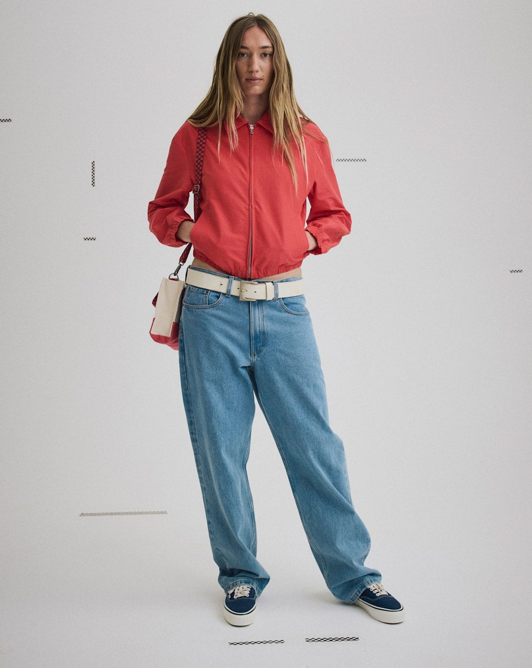Women Vans Lightweight Bomber Jacket in Racing Red