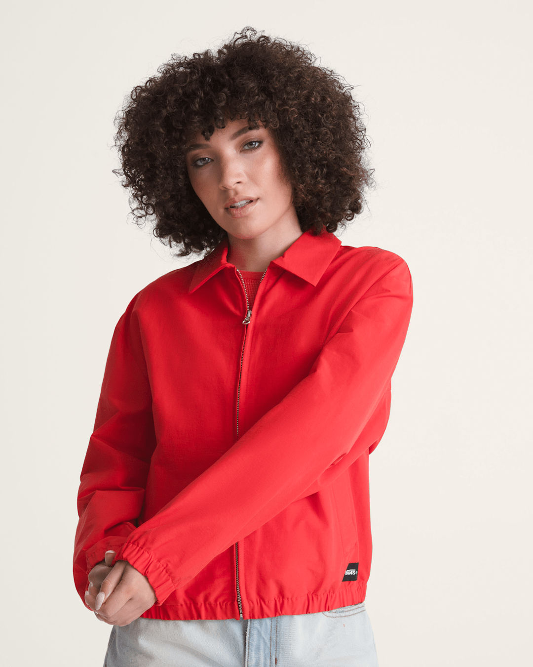 Women Vans Lightweight Bomber Jacket in Racing Red