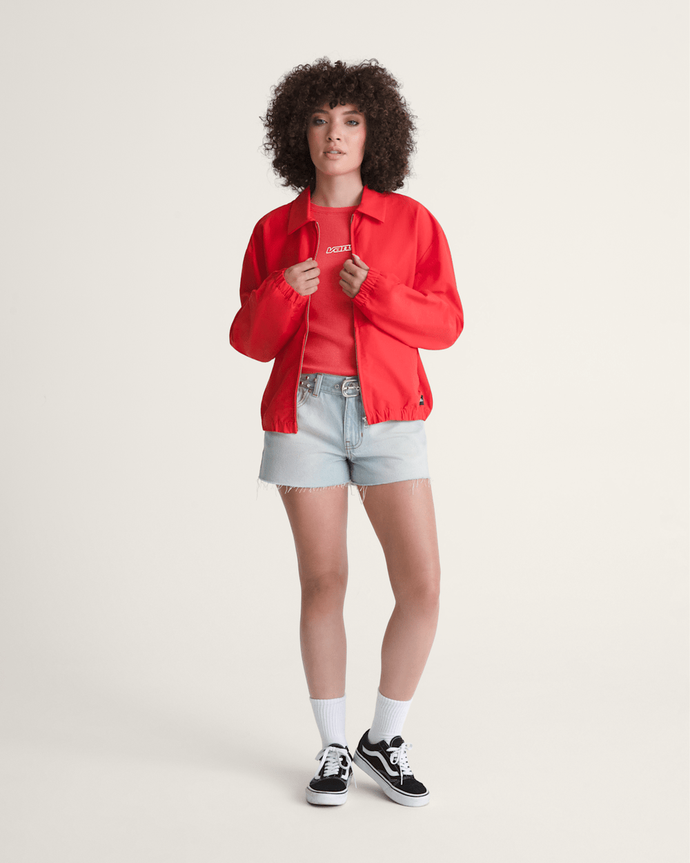 Women Vans Lightweight Bomber Jacket in Racing Red