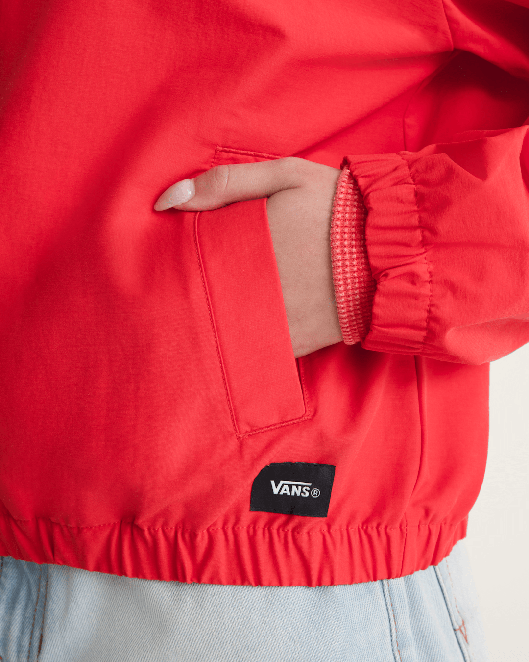 Women Vans Lightweight Bomber Jacket in Racing Red