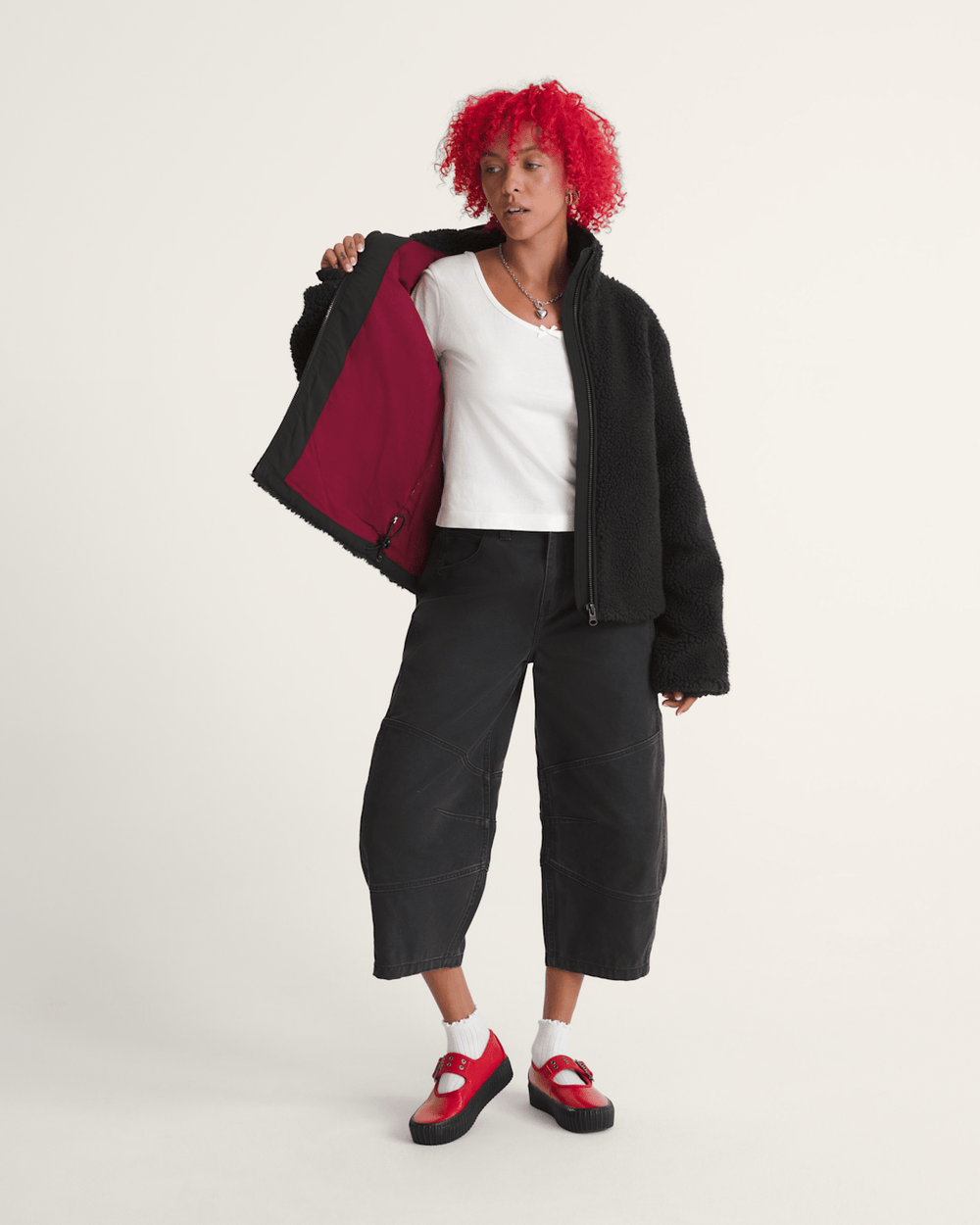 Women Vans Misty Fog High Pile Jacket in Black