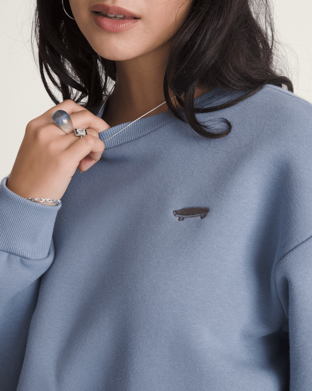 Women Vans Salton Crew Sweatshirt in Glacial Slate Blue