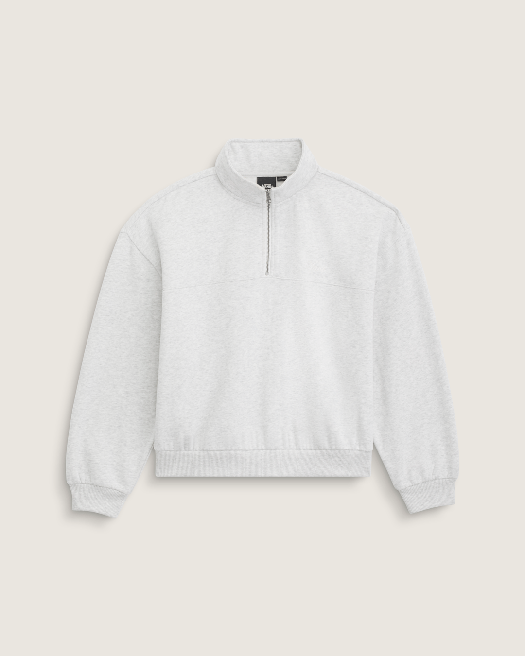 Women Vans Script Logo Mock Neck Sweatshirt in White Heather