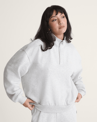 Women Vans Script Logo Mock Neck Sweatshirt in White Heather