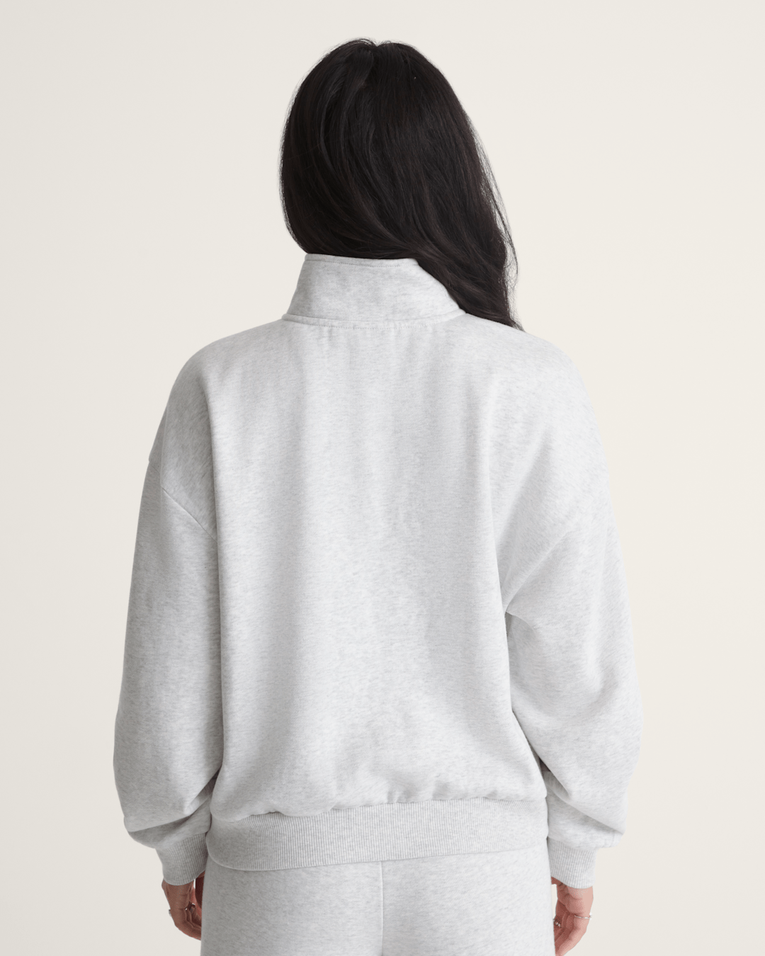 Women Vans Script Logo Mock Neck Sweatshirt in White Heather