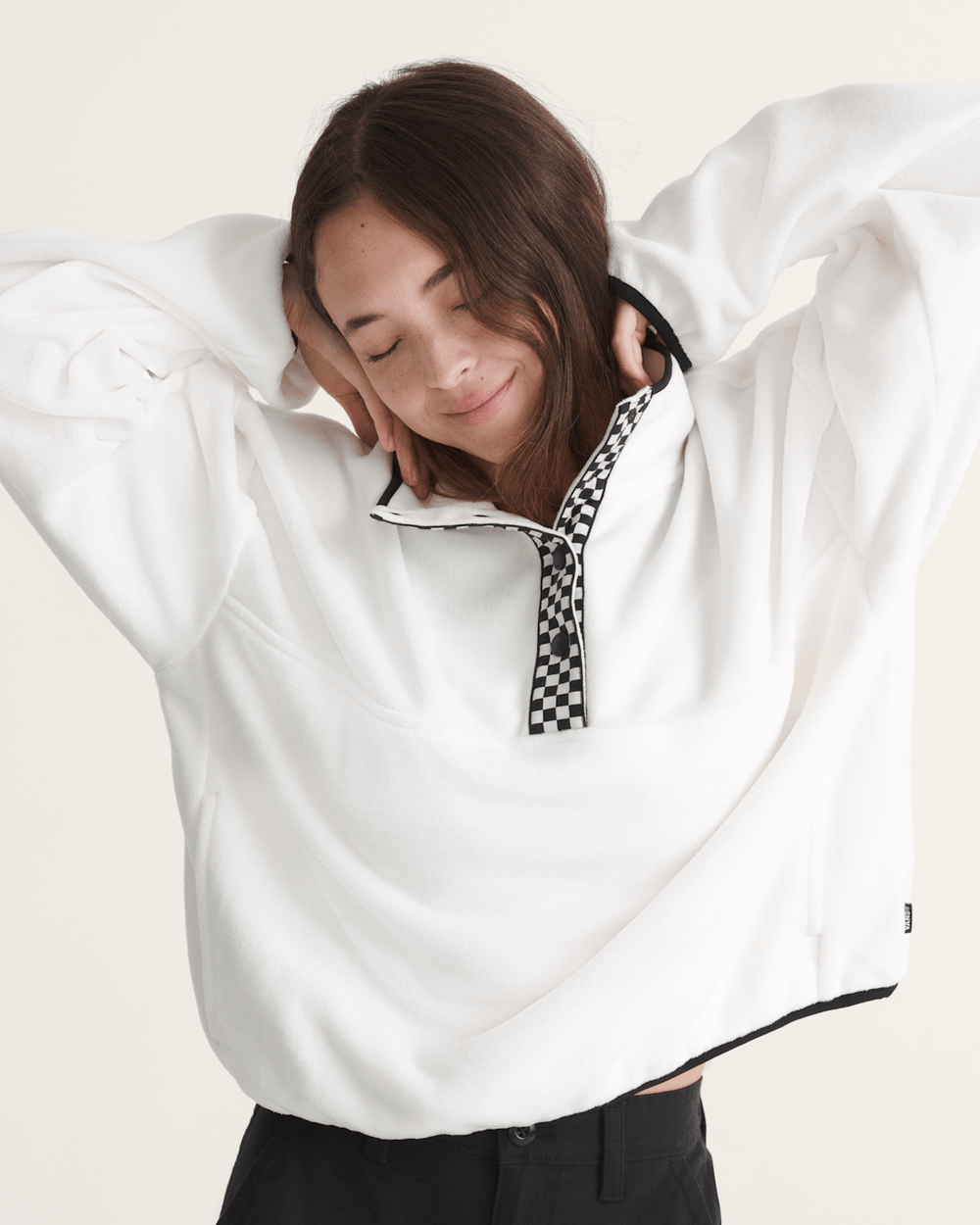 Women Vans Check Mark Polar Sweatshirt in Egret White