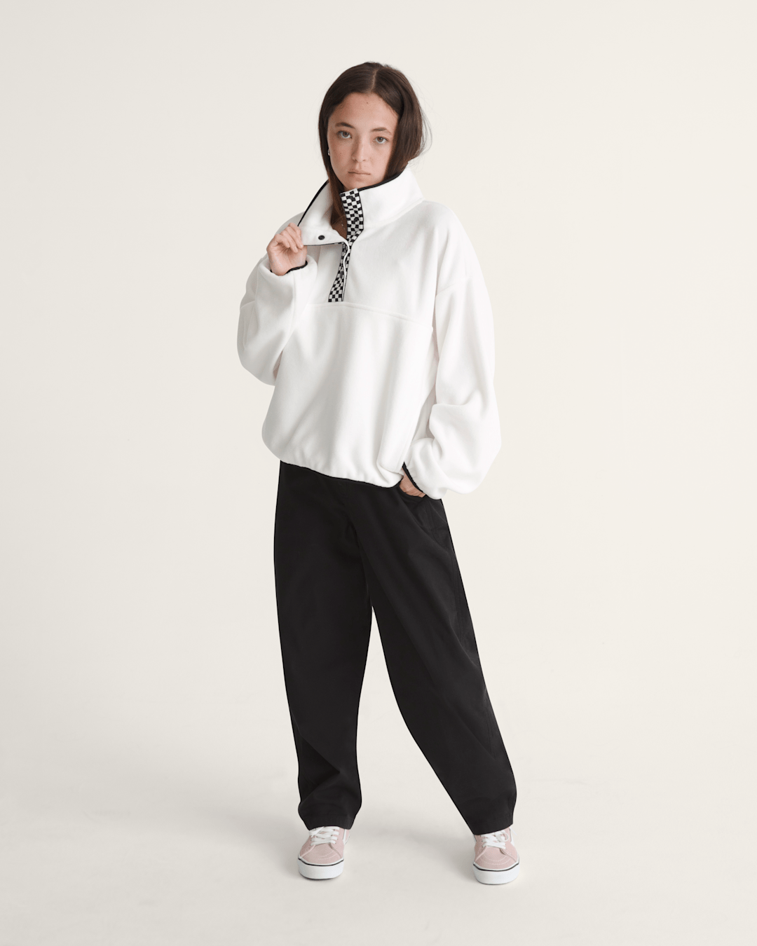 Women Vans Check Mark Polar Sweatshirt in Egret White