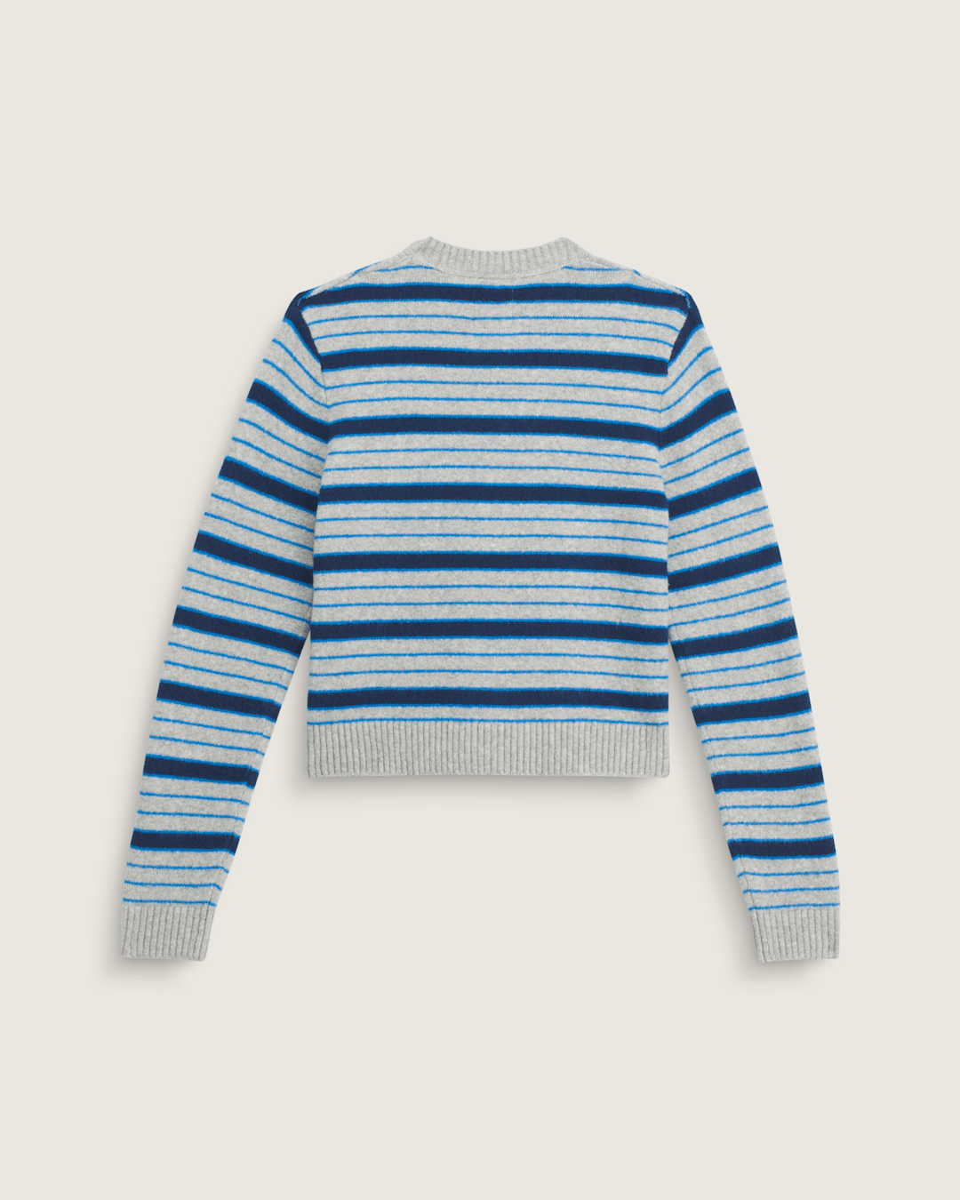 Women Vans Premium Dolly Stripe Cardigan Sweater in Cement Heather Grey / Bright Azure Blue