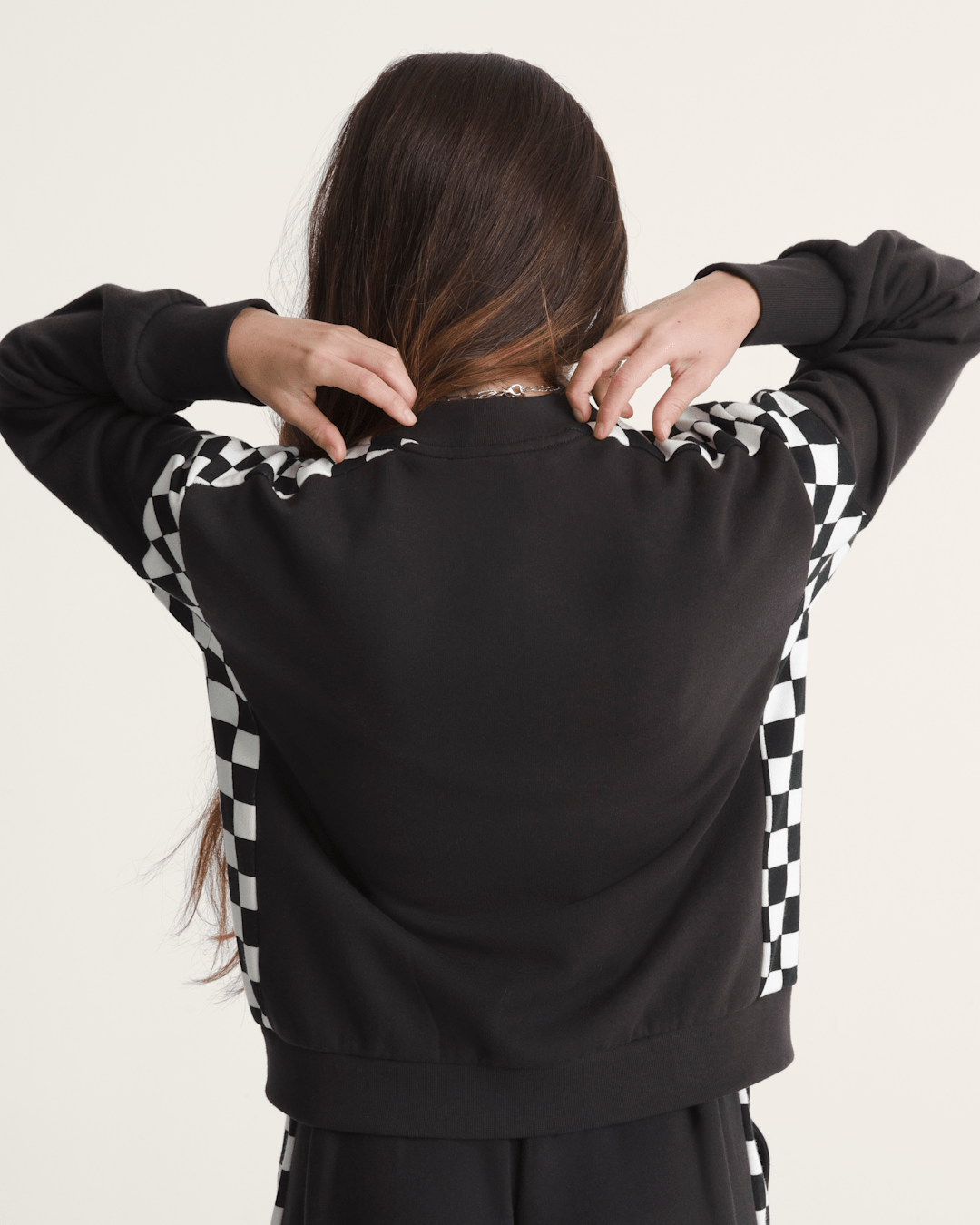 Women Vans Rookie Track Zip Sweatshirt in Checkerboard Black