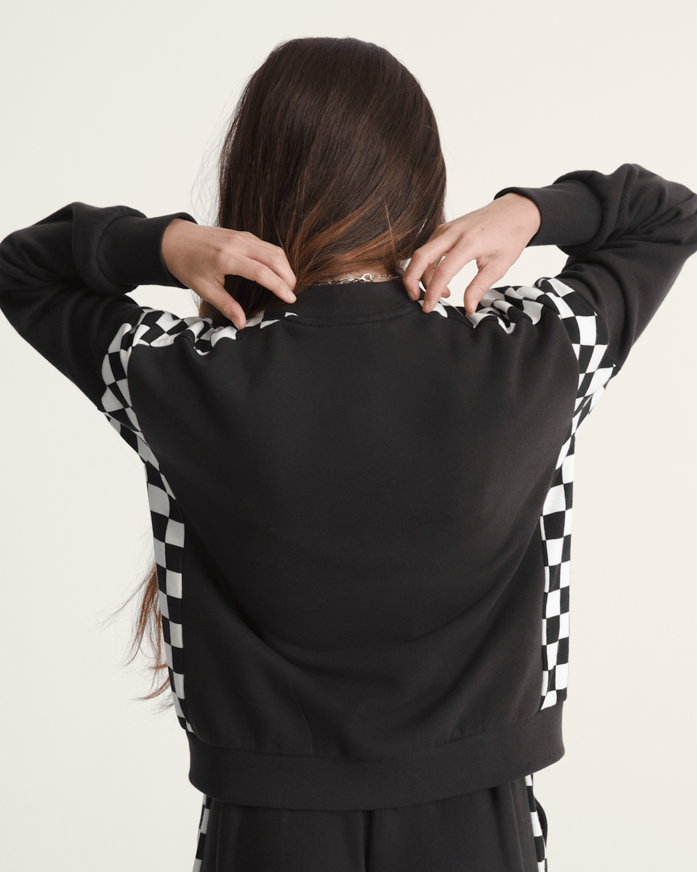 Women Vans Rookie Track Zip Sweatshirt in Checkerboard Black