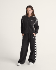 Women Vans Rookie Track Zip Sweatshirt in Checkerboard Black