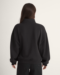 Women Vans Script Logo Mock Neck Sweatshirt in Black
