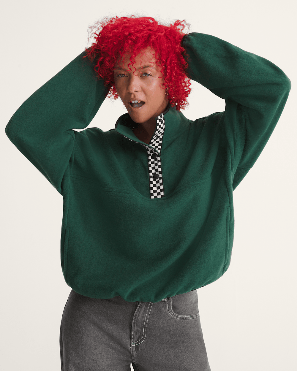 Women Vans Check Mark Polar Sweatshirt in Emerald Green