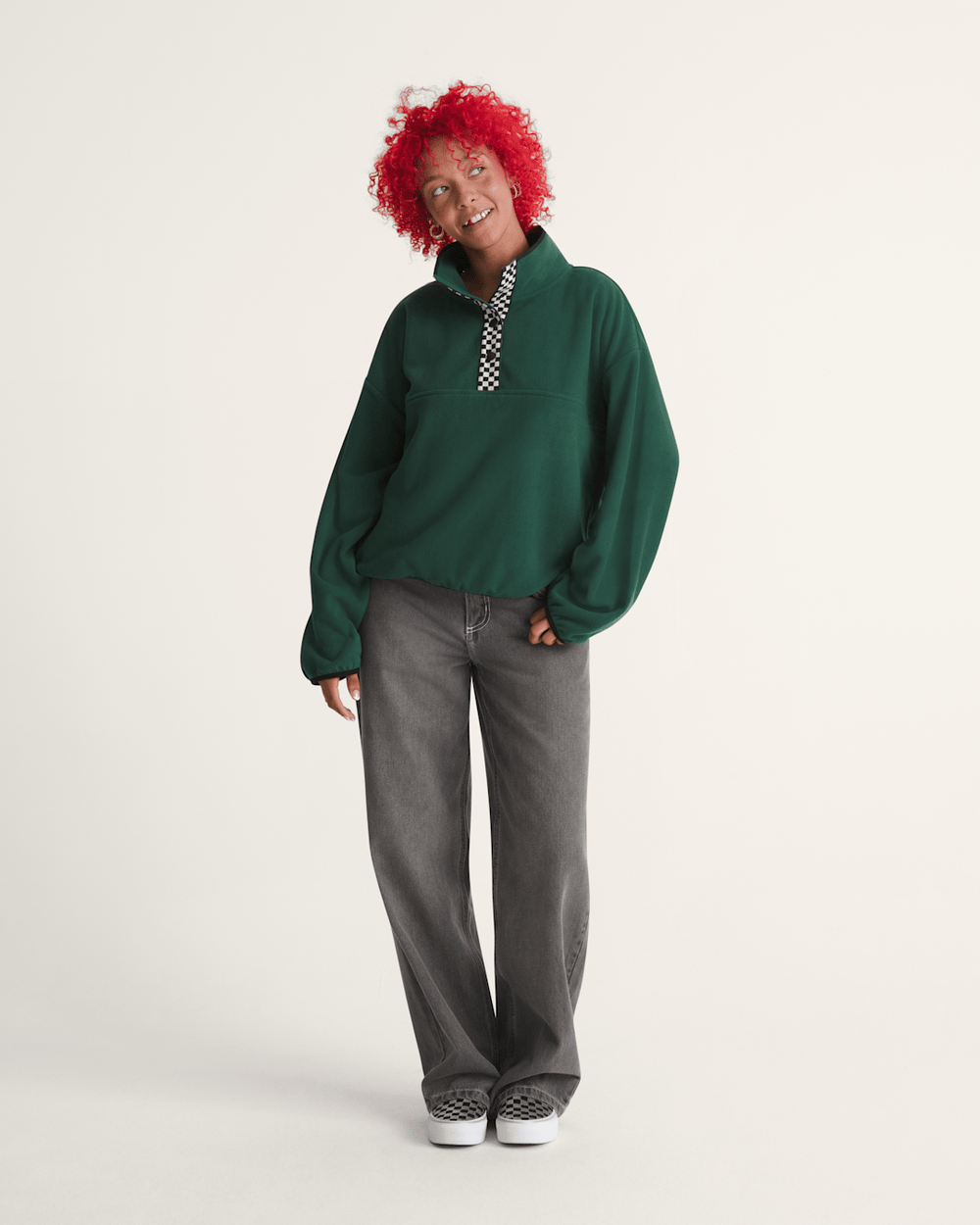 Women Vans Check Mark Polar Sweatshirt in Emerald Green