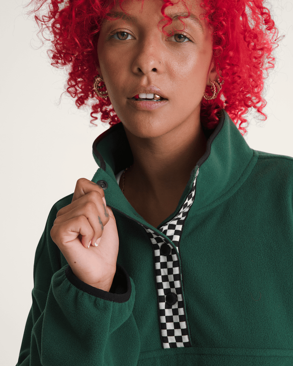 Women Vans Check Mark Polar Sweatshirt in Emerald Green